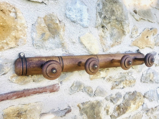 Image 1 of Mid-Century Faux Bamboo Wall Mounted Coat Rack, 1960S