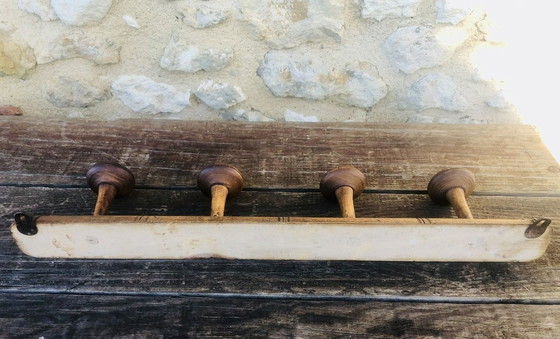 Image 1 of Mid-Century Faux Bamboo Wall Mounted Coat Rack, 1960S