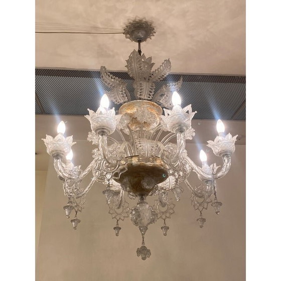 Image 1 of 1970S Italian Style Murano Glass Transparent Chandelier