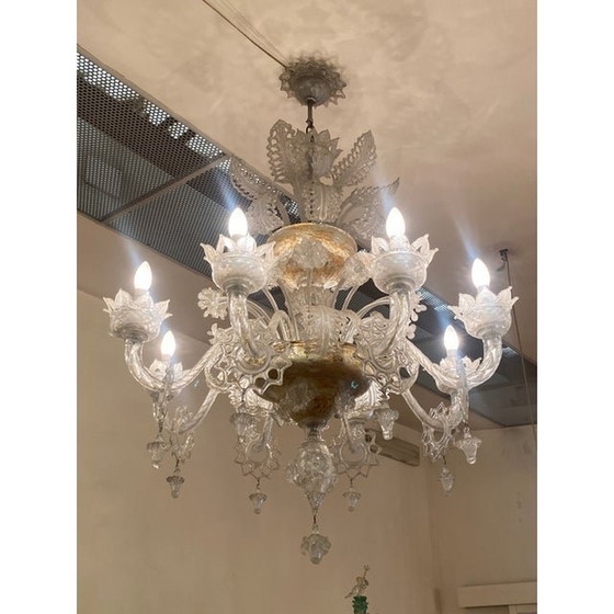 Image 1 of 1970S Italian Style Murano Glass Transparent Chandelier