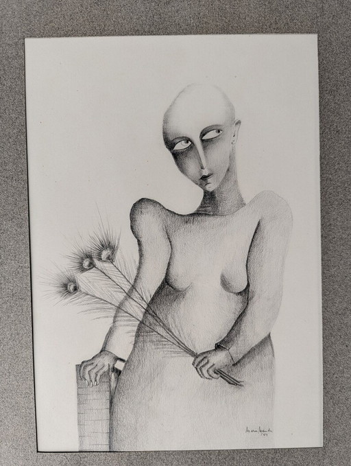 Staande Vrouw Drawing By María Esmeralda Mendes