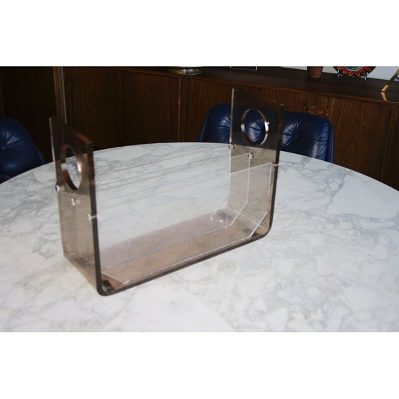 Image 1 of Vintage Plexiglas magazine rack by Michel Dumas 1970