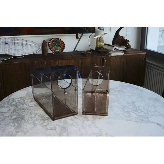 Image 1 of Vintage Plexiglas magazine rack by Michel Dumas 1970