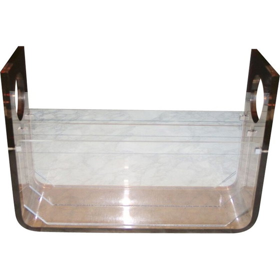 Image 1 of Vintage Plexiglas magazine rack by Michel Dumas 1970