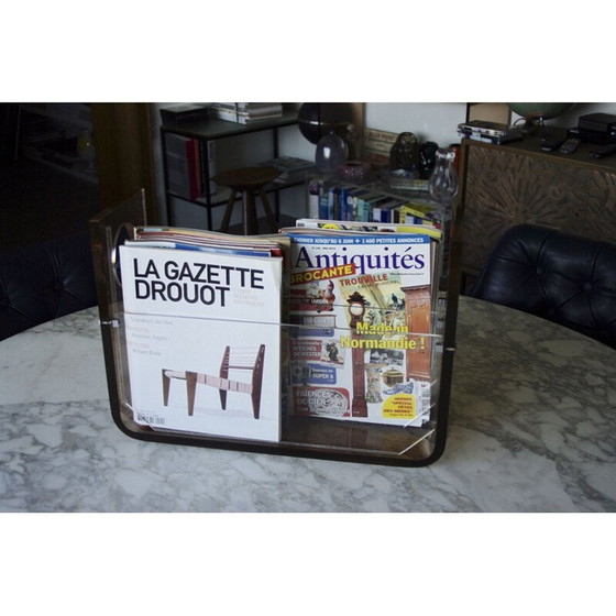 Image 1 of Vintage Plexiglas magazine rack by Michel Dumas 1970