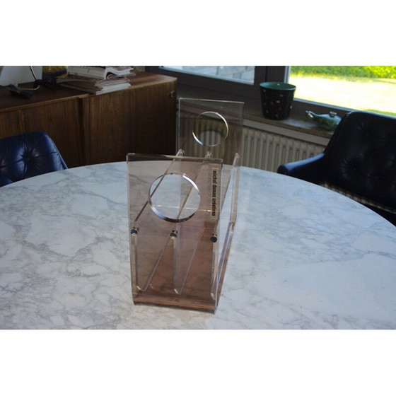 Image 1 of Vintage Plexiglas magazine rack by Michel Dumas 1970