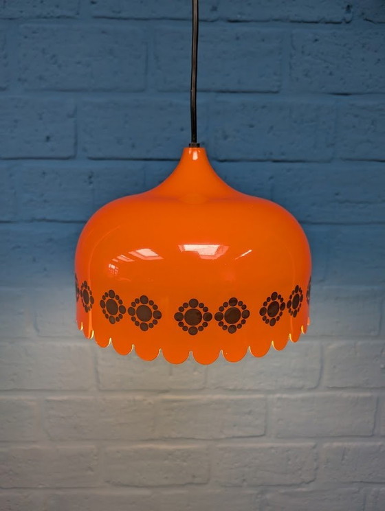 Image 1 of Vintage Orange Pendant Lamp, 1960s, Danish Design From Fog & Mørup