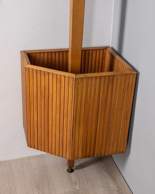 Vintage 1950S Floor-To-Ceiling Corner Cabinet In Wood Italian Design  