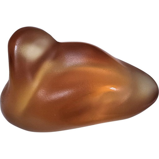 Vintage zoomorphic crystal paperweight by Rybalchenko, 1990