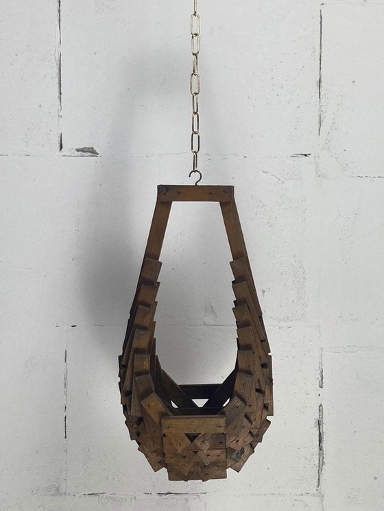 Image 1 of Dutch Brutalist Folk Art Hanging Plant Holder, 1960S