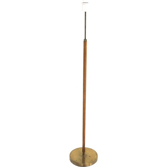 Image 1 of Vintage oak and metal floor lamp, Sweden 1950