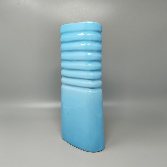 Image 1 of 1960S Stunning Blue Vase In Laveno Ceramic. Made In Italy