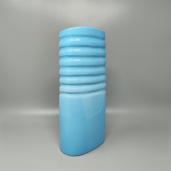 Image 1 of 1960S Stunning Blue Vase In Laveno Ceramic. Made In Italy