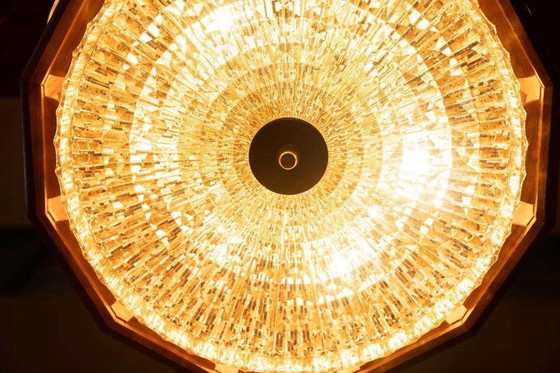 Image 1 of Lampada a sospensione vintage in vetro e legno, lampada a sospensione bohémien anni '60, Svezia