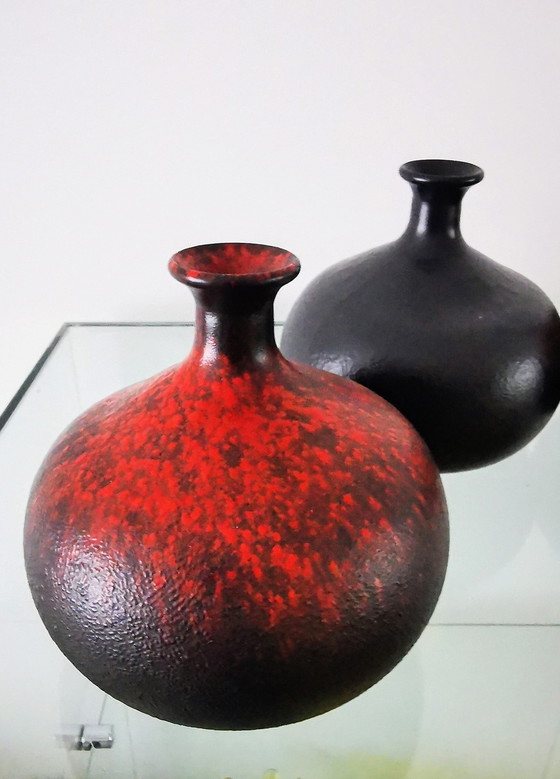 Image 1 of Veba, W Germany, Ball Vase Jes, Glass With Ceramic Glaze