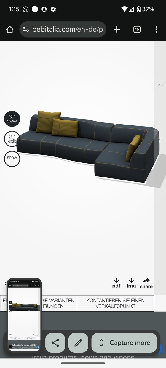 Image 1 of B&B Italia Bend Sofa Right Aligned Corner Sofa