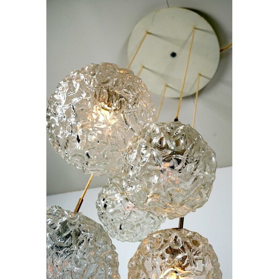 Image 1 of Large Mid-Century Frosted Glass Cascade Ceiling Lamp from Doria, 1960s