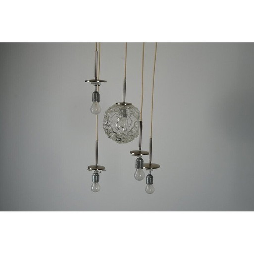 Large Mid-Century Frosted Glass Cascade Ceiling Lamp from Doria, 1960s