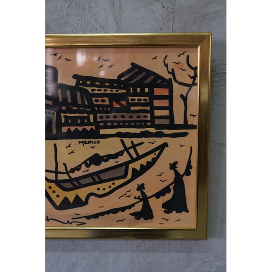 Image 1 of Vintage modern watercolor painting by Raymond Johansson, Sweden 1960