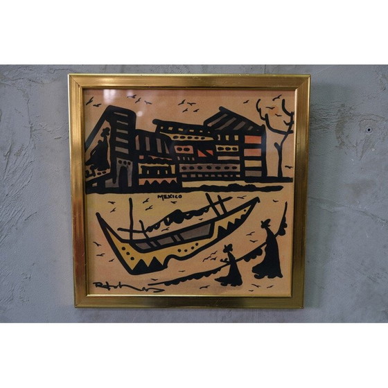 Image 1 of Vintage modern watercolor painting by Raymond Johansson, Sweden 1960