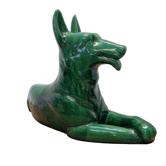 Image 1 of Art Deco Saint Clement Ceramic Shepherd Statue 1930s