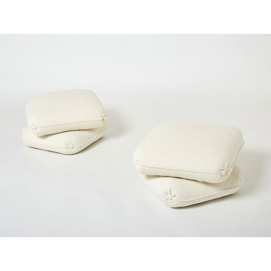 Image 1 of Pair of vintage poufs in curly wool by Jacques Charpentier for Maison Jansen, 1970