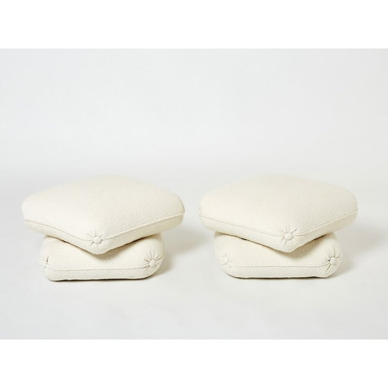 Image 1 of Pair of vintage poufs in curly wool by Jacques Charpentier for Maison Jansen, 1970