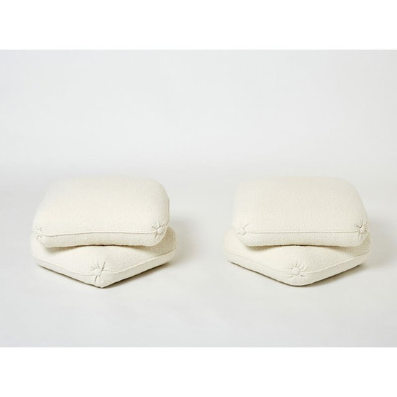 Image 1 of Pair of vintage poufs in curly wool by Jacques Charpentier for Maison Jansen, 1970