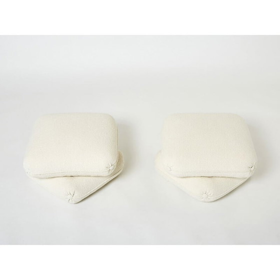 Image 1 of Pair of vintage poufs in curly wool by Jacques Charpentier for Maison Jansen, 1970