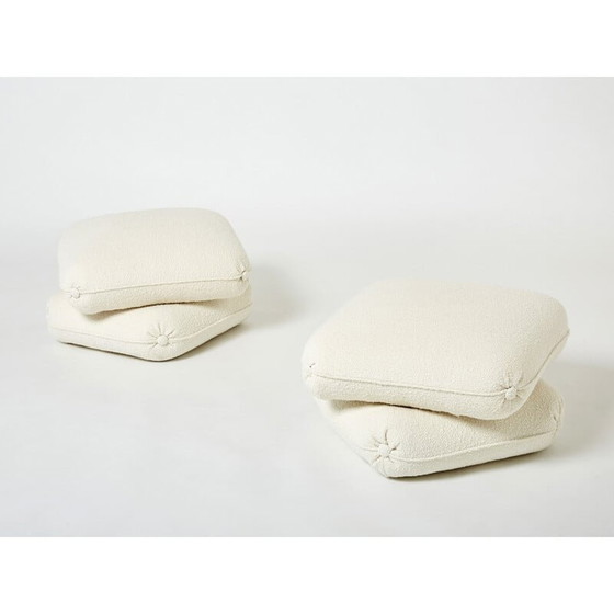 Image 1 of Pair of vintage poufs in curly wool by Jacques Charpentier for Maison Jansen, 1970
