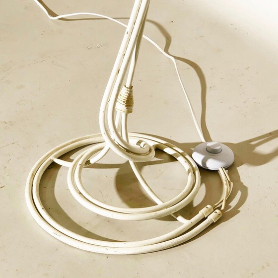 Image 1 of Vintage white floor lamp with blue shade, 1960