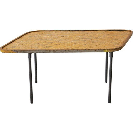 Vintage ceramic and iron coffee table, Italy 1950