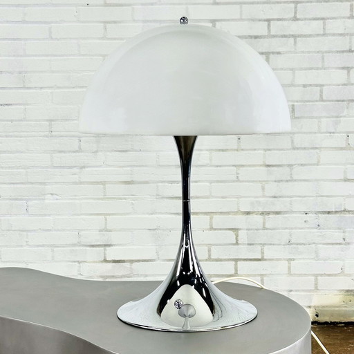 Louis Poulsen Panthella chrome white table lamp by Verner Panton