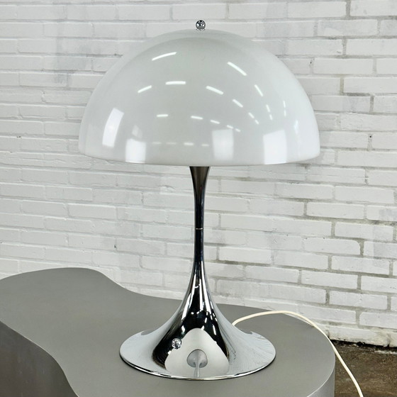 Image 1 of Louis Poulsen Panthella chrome white table lamp by Verner Panton