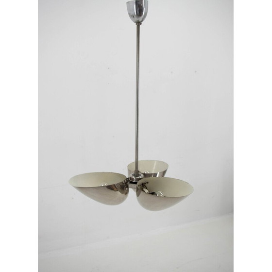 Image 1 of Vintage Bauhaus nickel chandelier for Zukov, Czechoslovakia 1930