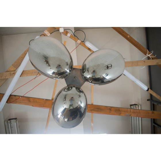 Image 1 of Vintage Bauhaus nickel chandelier for Zukov, Czechoslovakia 1930