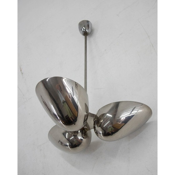 Image 1 of Vintage Bauhaus nickel chandelier for Zukov, Czechoslovakia 1930