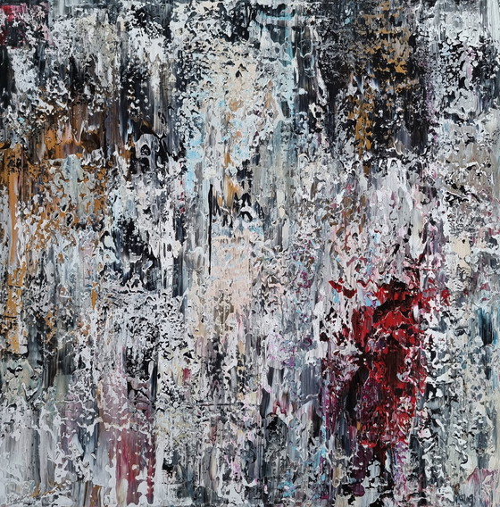 Image 1 of Frances Eckhardt - Peinture abstraite 60x60 cm + cadre