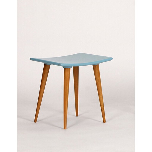 Mid century wood stool, Czechoslovakia 1960s