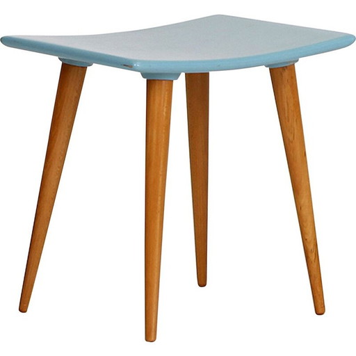 Mid century wood stool, Czechoslovakia 1960s