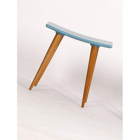 Image 1 of Mid century wood stool, Czechoslovakia 1960s