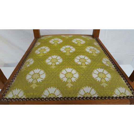 Image 1 of Vintage chair with armrests in oakwood and green fabric, René GABRIEL - 1940s