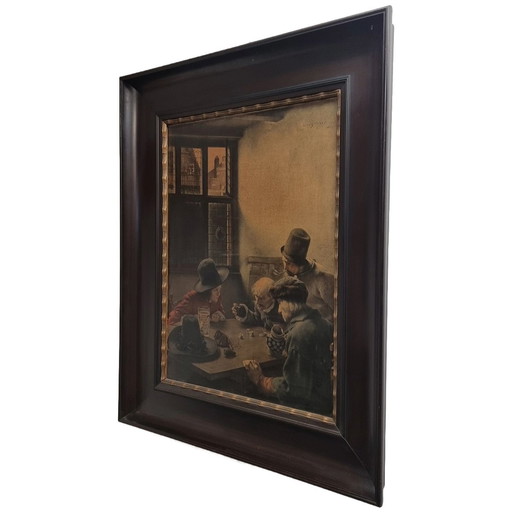 Old Black Polished Picture Frame With Print C. Meyer