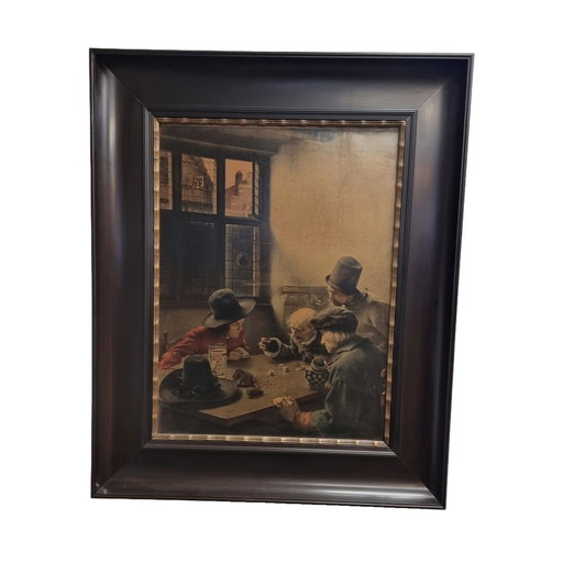 Old Black Polished Picture Frame With Print C. Meyer