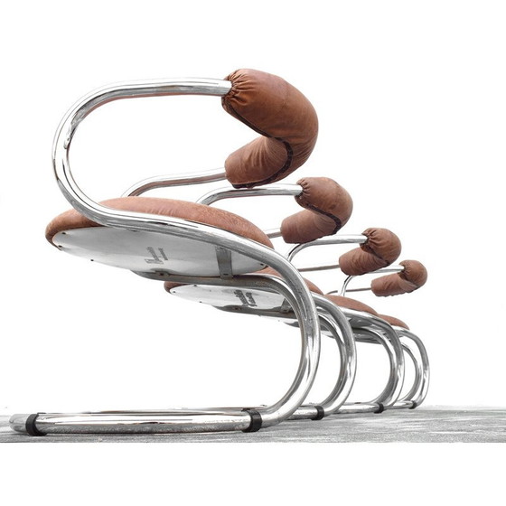 Image 1 of Set of 4 vintage chairs in chrome by Bonzanini Rudy for Tecnosalotto Mantova, Italy 1970