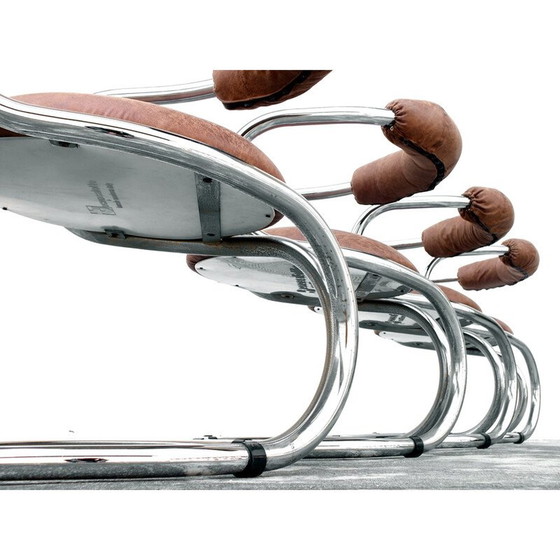 Image 1 of Set of 4 vintage chairs in chrome by Bonzanini Rudy for Tecnosalotto Mantova, Italy 1970