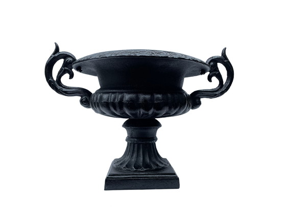 Image 1 of Classic Black Cast Iron Garden Vase Flower Pot