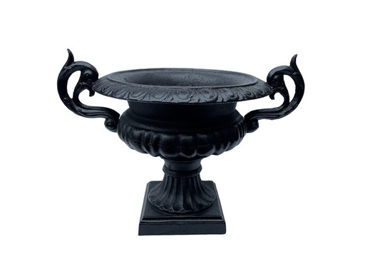 Classic Black Cast Iron Garden Vase Flower Pot