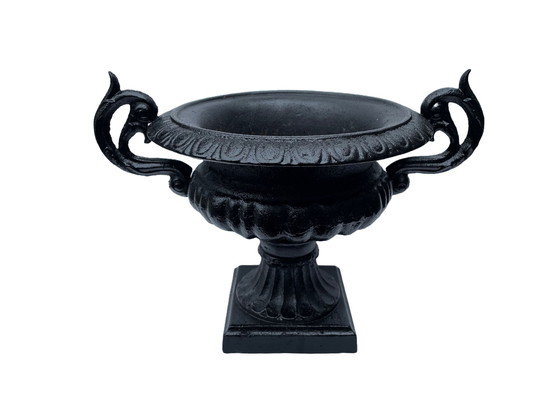 Image 1 of Classic Black Cast Iron Garden Vase Flower Pot