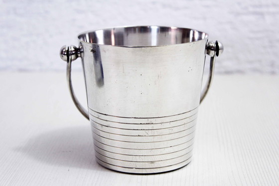 Image 1 of Small Silver Plated Metal Ice Cube Bucket, France 1960